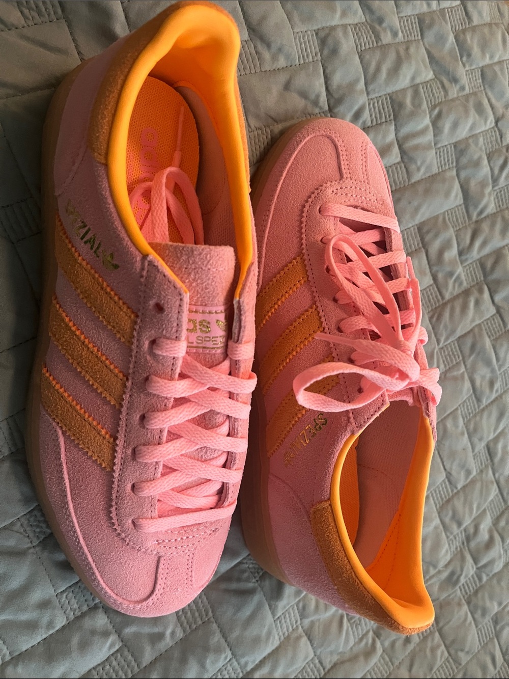 adidas spezial Pink Suede Sneakers with Orange Accents